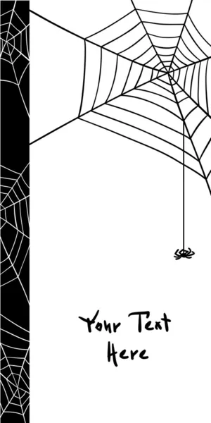 Aranhas web elements, preto e branco cartão de vetor de design — Vetor de Stock