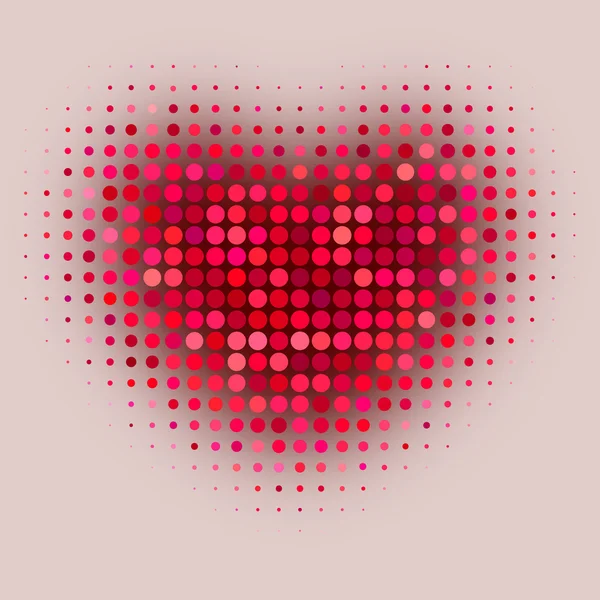 Red color halftone heart shape — Stock Vector