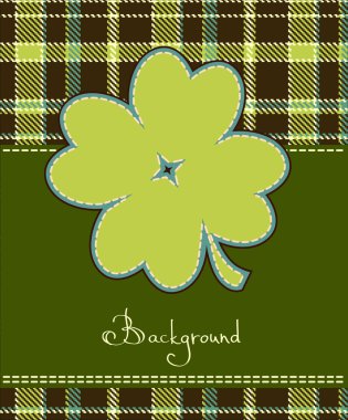 Four leaf clover textile label clipart