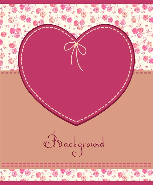 Vettore rosa cuore tessile etichetta — Vettoriale Stock