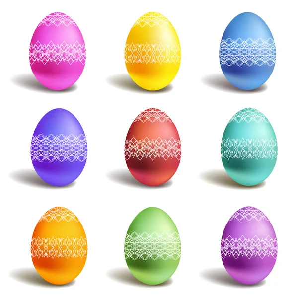 Set vektör renkli Paskalya yortusu yumurta — Stok Vektör