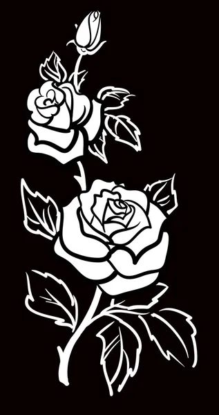 Arte gráfico vectorial de flor de rosa con hojas — Vector de stock