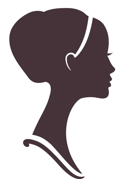 Beautiful girl silhouette with stylish hairstyle — Stock Vector