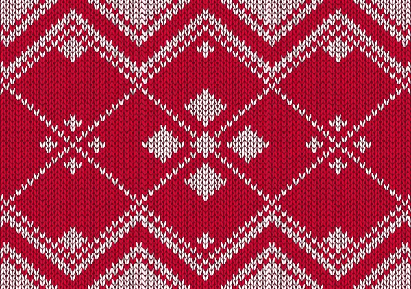 스타일 완벽 한 빨간색과 흰색 니트 패턴 — 스톡 벡터