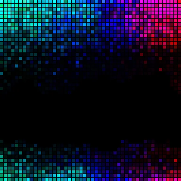 Multicolore astratto luci disco sfondo. Pixel quadrato mosaico — Vettoriale Stock