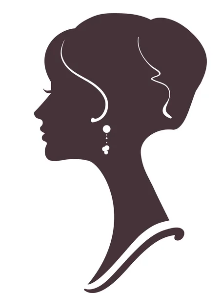 Mooi meisje silhouet met stijlvolle kapsel — Stockvector