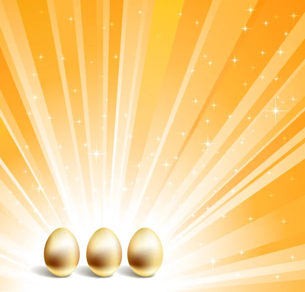 Gouden eieren en gele sterren achtergrond — Stockvector