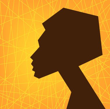 Afrikalı kadın yüzü siluet, stilize vektör portret