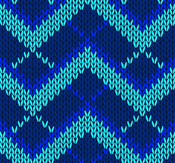 Style sans couture couleur bleue motif tricoté — Image vectorielle