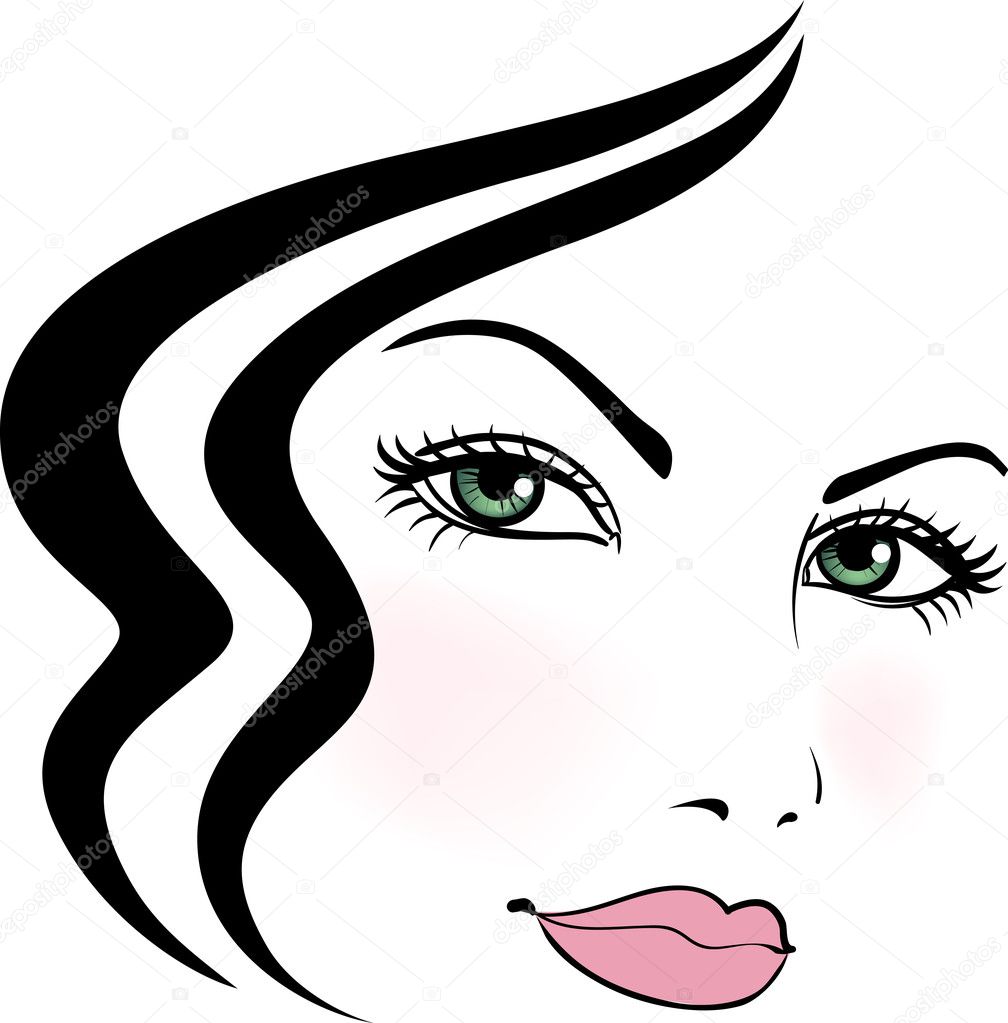 Girl face with beautiful stylized haircut