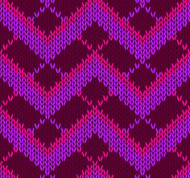 Style Seamless Red Pink Violet Color Knitted Pattern clipart