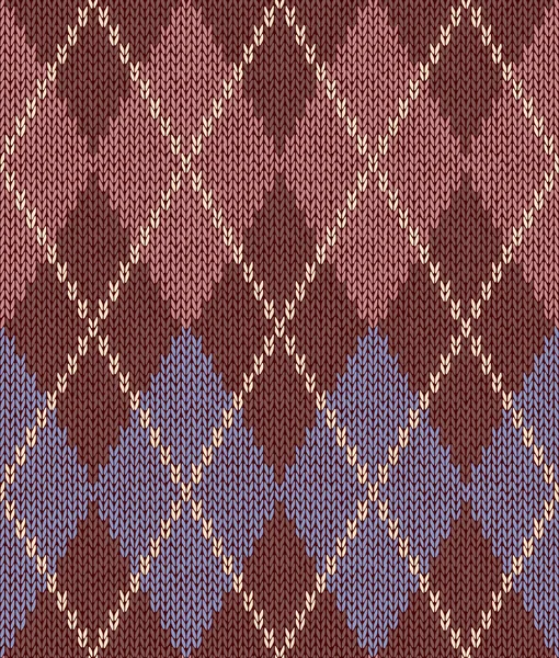 スタイル シームレスなピンク茶色の青い色のニット パターン — ストックベクタ