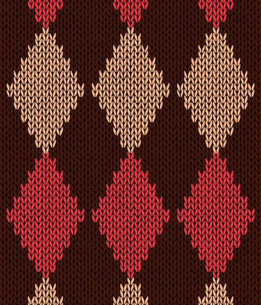 スタイルのシームレスな赤茶色黄色い色のニット パターン — ストックベクタ