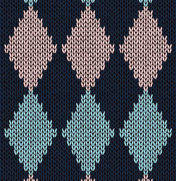 Estilo sin costuras azul rosa patrón de punto de color — Archivo Imágenes Vectoriales
