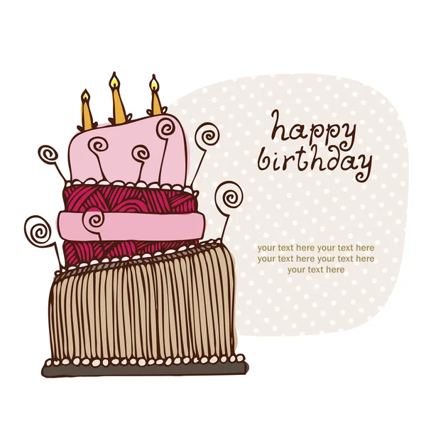 Doğum günü pastası kartı ile metin çerçevesi — Stok Vektör