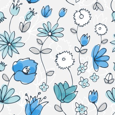 küçük mavi çiçek seamless modeli