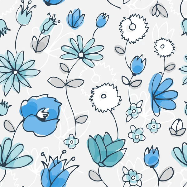 Blue little flower seamless pattern — Stock Vector