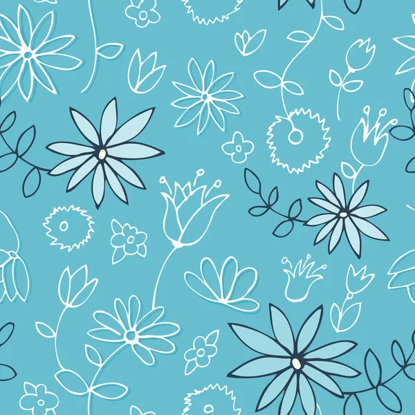 Fresco motivo floreale blu — Vettoriale Stock