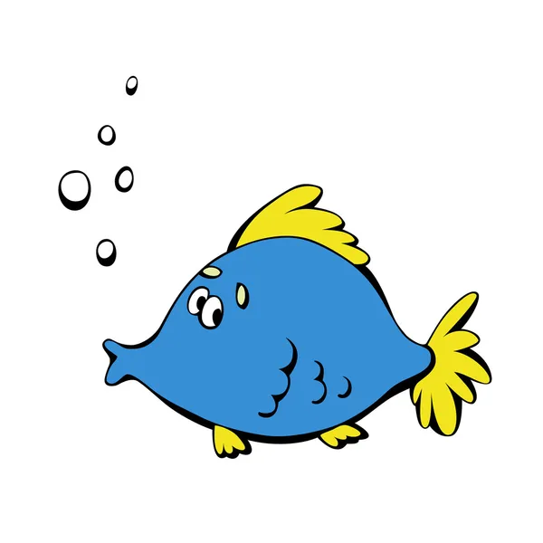 Cartoon blue fish — Stock Vector