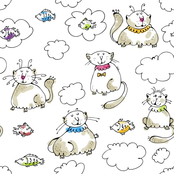 夢猫シームレスなパターン — 图库矢量图片