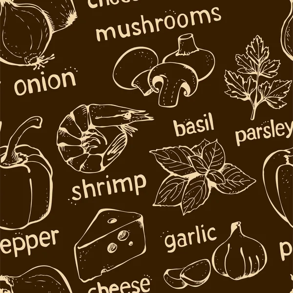 Pizza doodle motif sans couture — Image vectorielle