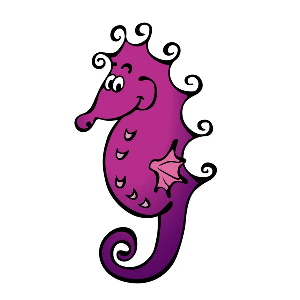 Sweet vector purple seahorse — Stock Vector