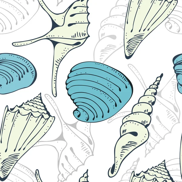 Patrón de vector alegre sin costuras con concha marina — Archivo Imágenes Vectoriales