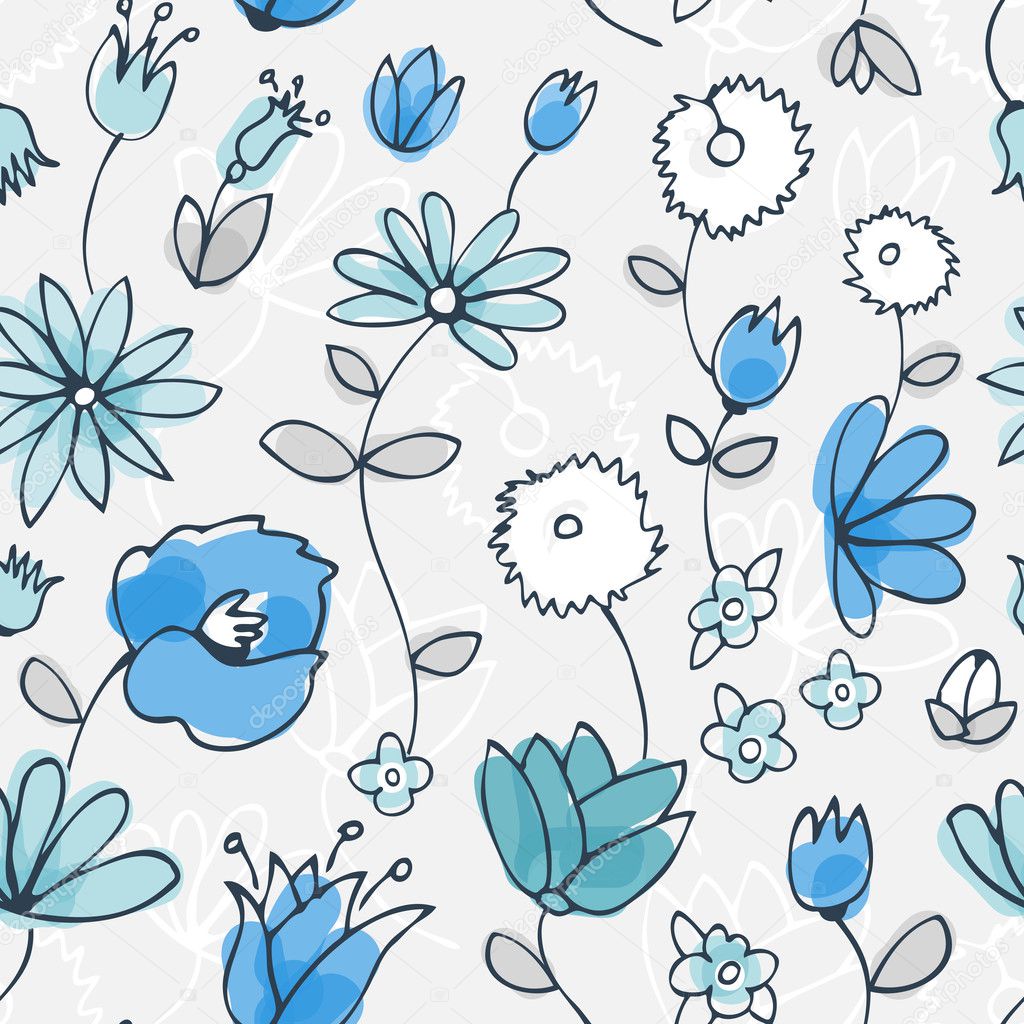 Blue little flower seamless pattern