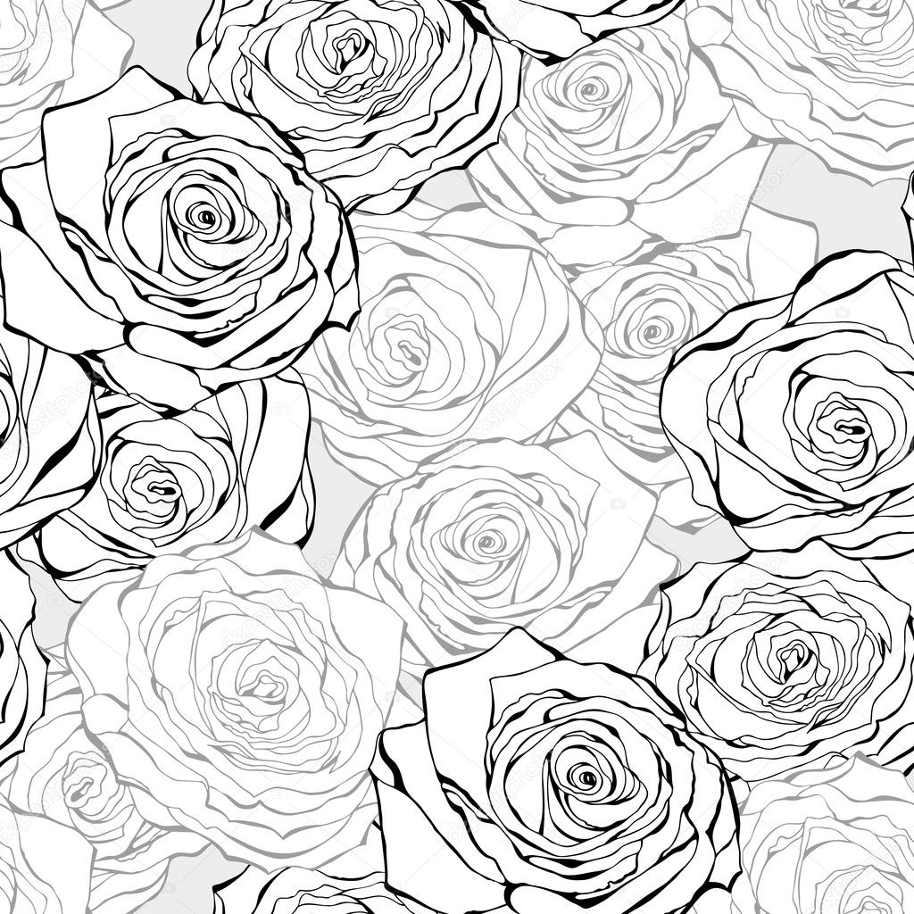 Vintage rose seamless vector pattern