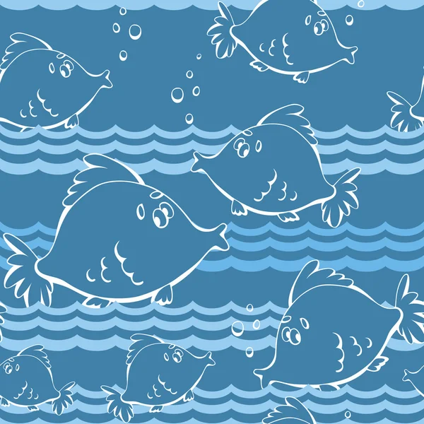 Sea fish seamless pattern — Stock Vector