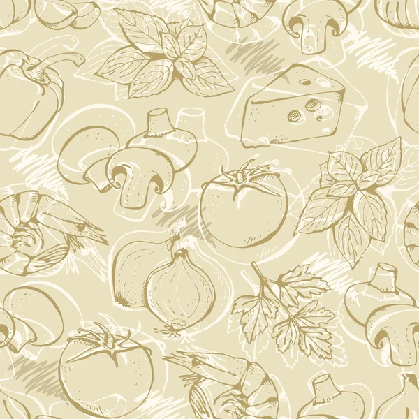 Pizza doodle ensemble sur un beige — Image vectorielle