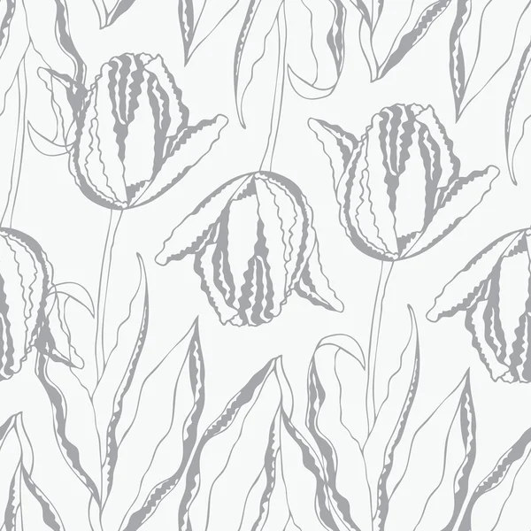 チューリップとシームレスな花のパターン — ストックベクタ