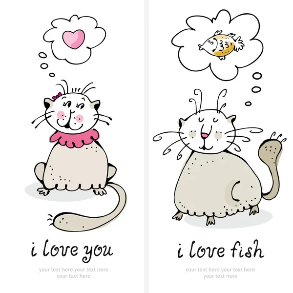 Katten liefde kaart — Stockvector