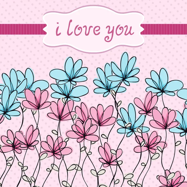 Virág szerelmi karton — Stock Vector