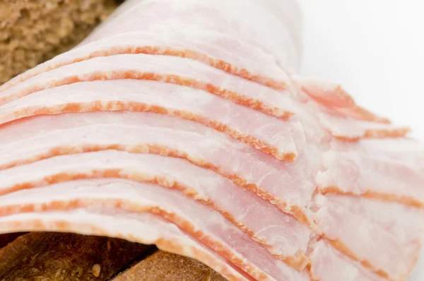 Raw bacon with bread — Stock fotografie
