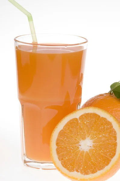 Orange mat och dryck isolerade över vita — Stockfoto