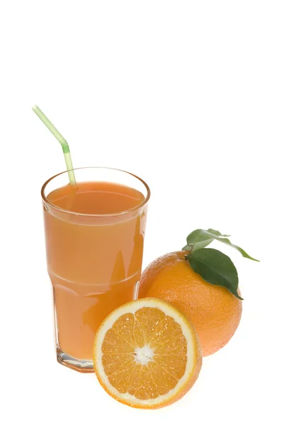 Comida e bebida laranja isoladas sobre branco — Fotografia de Stock