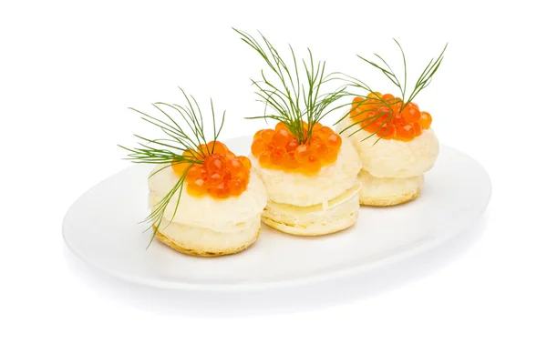 Tartaletas con caviar rojo —  Fotos de Stock