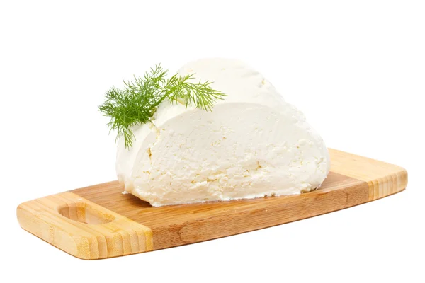 Doğal peynir beyaz izole Stok Resim