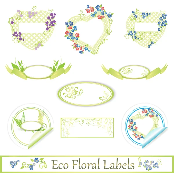 Eco floral label instellen — Stockvector