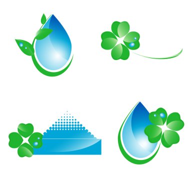 Water and leaf design elements clipart