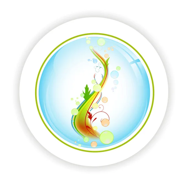 Árbol de la vida abstracta con burbujas en el icono redondo — Vector de stock