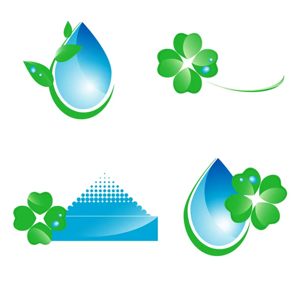 Éléments de conception d'eau et de feuilles — Image vectorielle