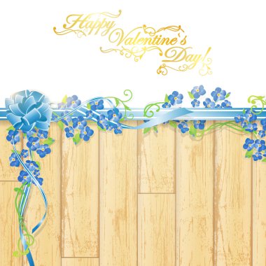 Holiday frame with flowers and ribbon bow clipart