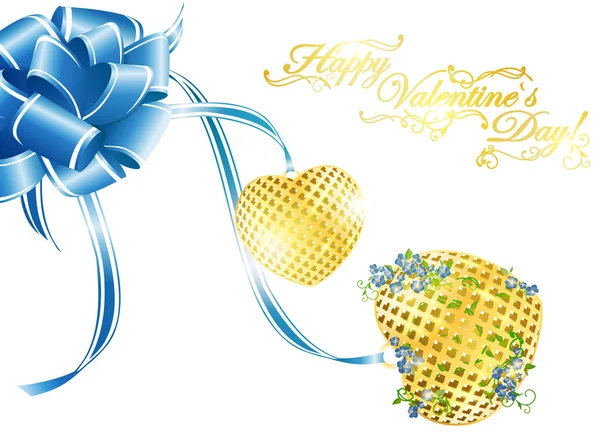 Aftelkalender voor Valentijnsdag gouden hart — Stockvector