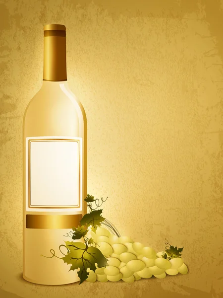 Butelka białego wina z winogron — Wektor stockowy