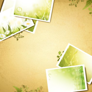 Vintage eco background with nature photos clipart