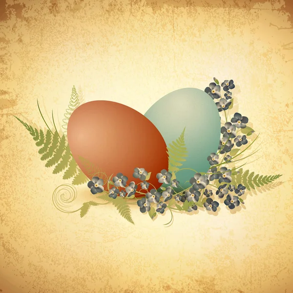 Pasqua sfondo vintage con uova — Vettoriale Stock
