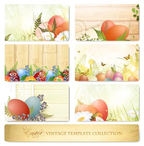 Easter vintage floral template collection — Stock Vector