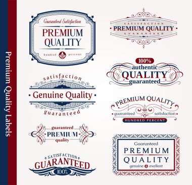 Vector decorative ornamental emblems of quality clipart